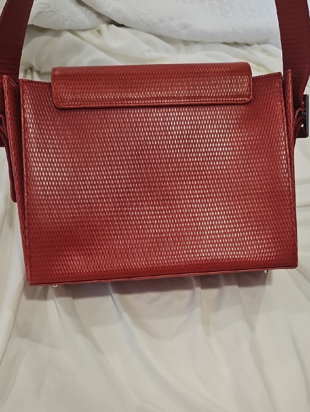 Vintage Yves Saint Laurent Rive Gauche Embossed Leather Structured Shoulder Bag - Picture 2 of 16